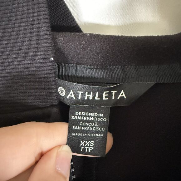 Athleta Triumph Hybrid Jacket Women's XXS Black Full Zip Hooded Pockets - Picture 8 of 12
